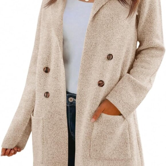 Womens Long Cardigan Sweaters Open Front Knit Dressy Casual Chunky Lapel Coatiga - Picture 1 of 5